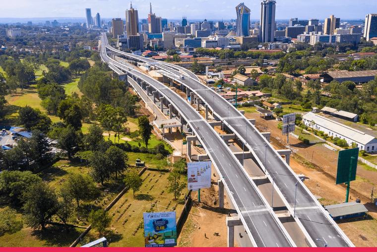 Completed Roads Nairobi Expressway Kenya's first elevated toll highway, running from Mlolongo to Westlands through the heart of Nairobi. 📍 Nairobi Completion 100%