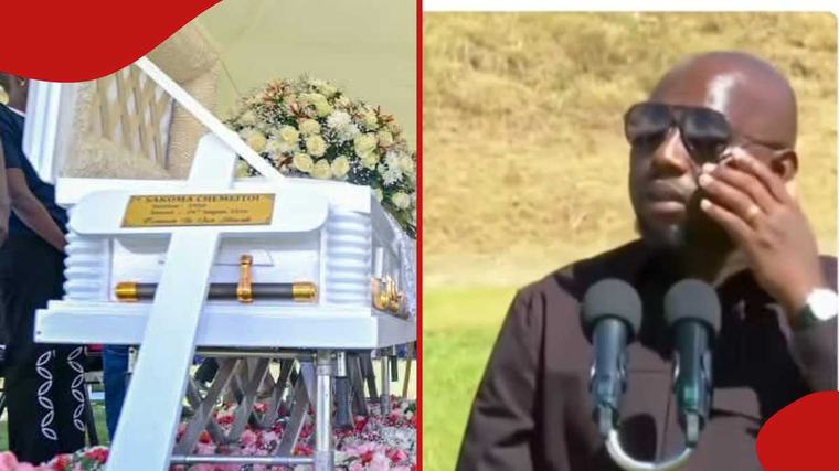 Emotional moment as Kipchumba Murkomen wipes tears while eulogising late aunt