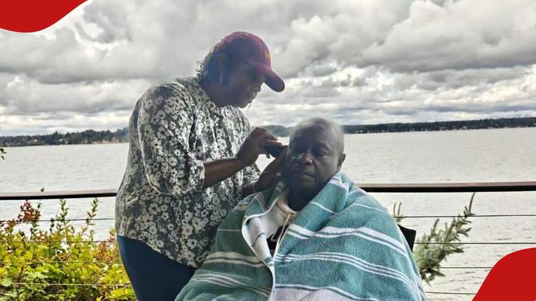 Pastor Dorcas lovingly shaves hubby Rigathi Gachagua during US Trip